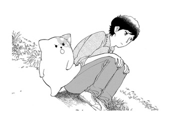 「豪快だな」亡き愛犬はなこを思い出し放心する俺を、きのこいぬは乱暴に慰める【きのこいぬ #12】 画像