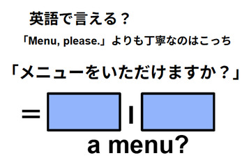 英語で「メニューをいただけますか？」は何て言う？ 画像