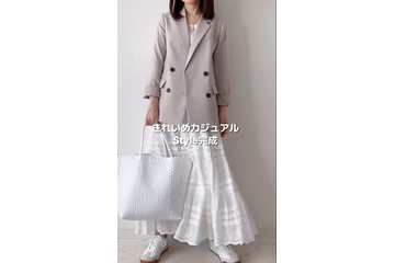 羽織って、ぽっこりお腹をカムフラージュ。【GU】ジャケット×白スカートで作る大人の爽やかカジュアル【40代の毎日コーデ】 画像