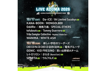 福島最大級の音楽フェス『LIVE AZUMA 2026』第3弾出演アーティスト＆日割り発表 画像