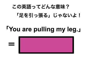 この英語ってどんな意味？「You are pulling my leg.」 画像
