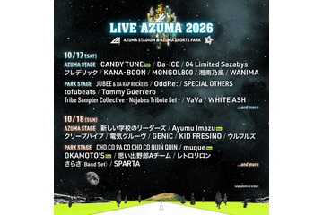 「LIVE AZUMA 2026」第5弾出演アーティスト発表。CANDY TUNE、Ayumu Imazuらがラインナップ 画像