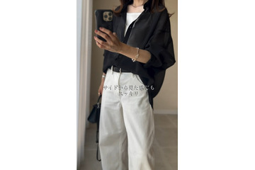黒なのに軽い。【GU】シアーシャツで魅せる、スタイリッシュな夏のモノトーン【40代の毎日コーデ】 画像