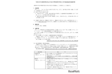 【中学受験2027】群馬県立中央中等教育、Web出願登録11/16より 画像