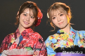 「今日好き」りんか＆ゆい小池（ゆいちゃみ）、蜷川実花監修・華やかな色違い浴衣姿 頭寄せ合う仲良しポーズも【TGC松山2026】 画像