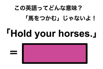 この英語ってどんな意味？「Hold your horses.」 画像