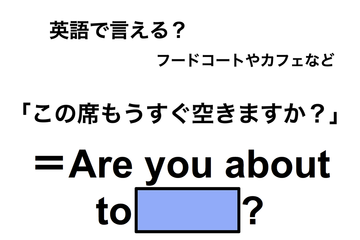 英語で「この席もうすぐ空きますか？」は何て言う？ 画像