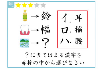 【クイズ】解けたらIQ120。「？」に入る漢字は赤枠の中のどれでしょう 画像