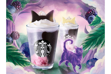 スタバ、猫耳が愛らしいハロウィンフラペチーノ「ブラックベリー ヨーグルト フラペチーノ」10月9日登場 画像