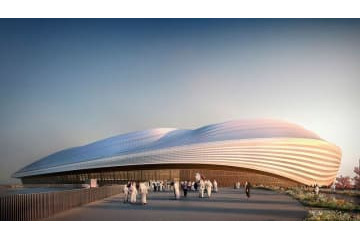 カタールW杯の「女性器に似過ぎ」スタジアム、完成に近づき再び話題に 画像