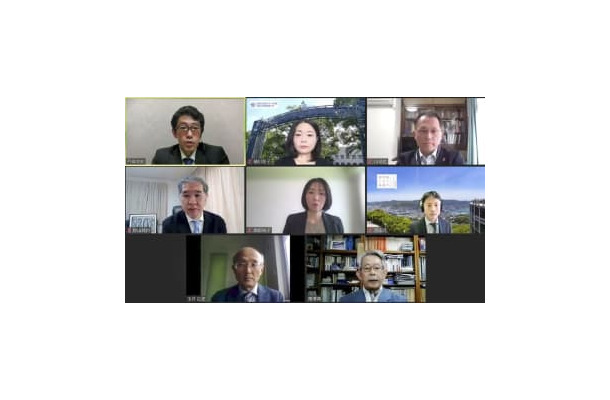 「日本国際問題研究所　軍縮・科学技術センター」が開いた核軍縮に関するオンラインセミナー。中段右はRECNAの西田充教授＝28日