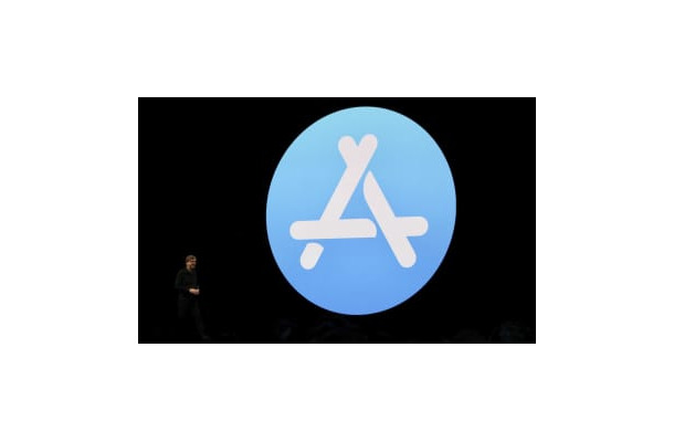 アップストアのロゴ＝2019年、米サンノゼ（共同）