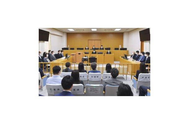 大規模土石流を巡る損害賠償請求訴訟の第1回口頭弁論＝5月18日午前、静岡地裁沼津支部（代表撮影）
