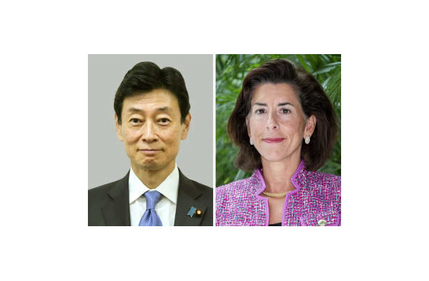 西村康稔経産相、米国のレモンド商務長官（AP＝共同）