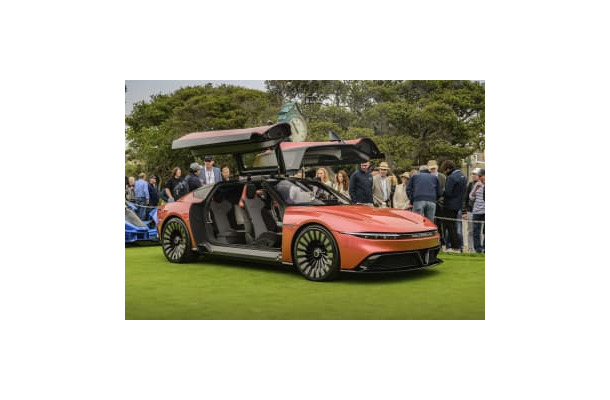 米デロリアン・モーター・カンパニーがカリフォルニア州でのイベントで公開したEV「アルファ5」（同社の公式フェイスブックから、共同）