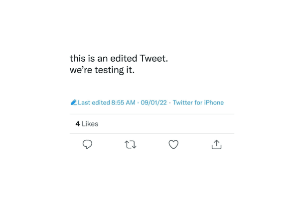 ツイッターの新機能によって編集された投稿（同社提供・共同）