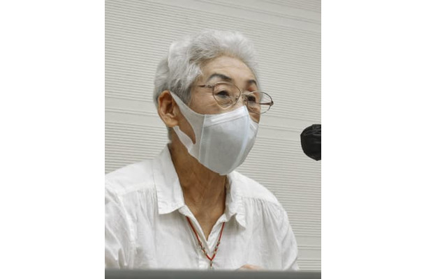 体験を語る中国帰国者の川添瑞江さん＝11日午後、広島市