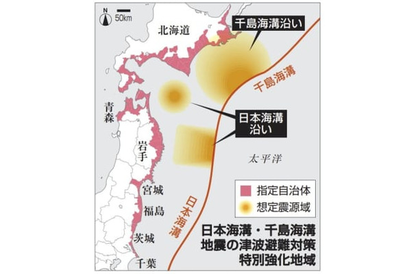 日本海溝・千島海溝地震の津波避難対策特別強化地域