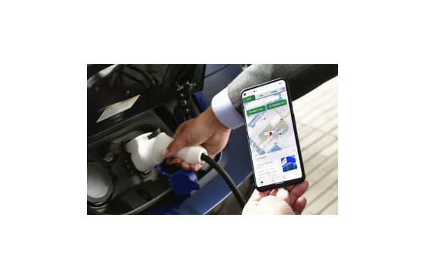 パナソニックが始める電気自動車充電機器のシェアリングサービスで、充電機器の場所が表示されるアプリの画面
