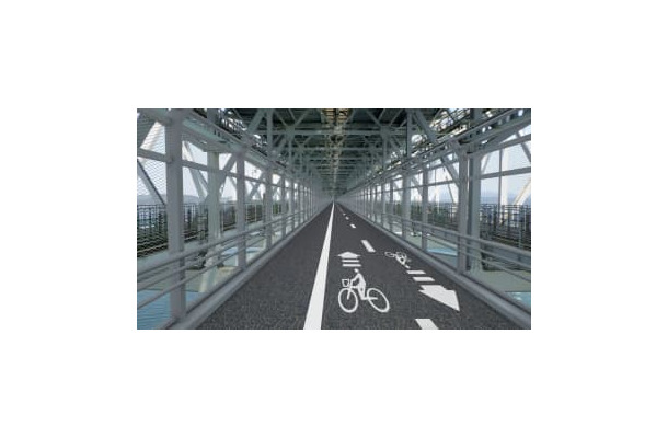 大鳴門橋に設置される自転車道のイメージ（徳島県提供）