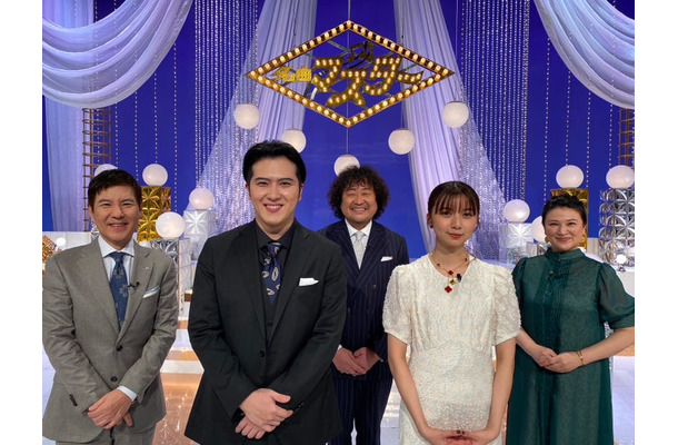 （左から）関根勤、尾上松也、葉加瀬太郎、上白石萌歌、島崎和歌子（C）テレビ朝日