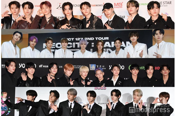 （上段から）Stray Kids、NCT 127、TREASURE、ENHYPEN（C）モデルプレス