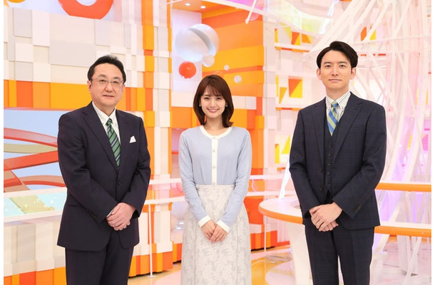 三宅正治、井上清華、生田竜聖　「めざましテレビ」（C）フジテレビ