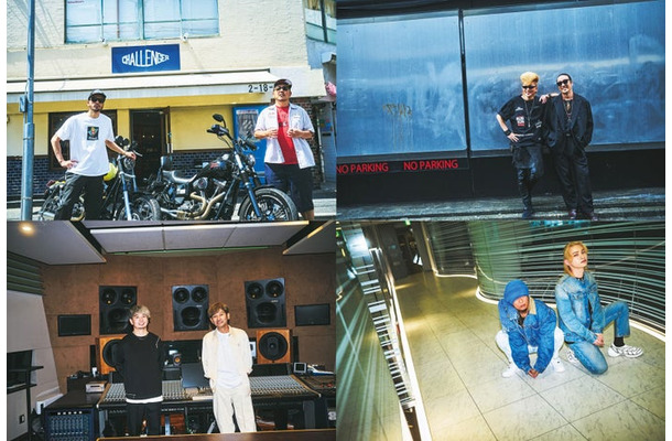 （上段左から）長瀬智也＆RED RICE、若旦那＆氣志團・綾小路翔（下段左から）SHOCK EYE＆ポルノグラフィティ・新藤晴一、HAN-KUN＆SKY-HI（提供写真）