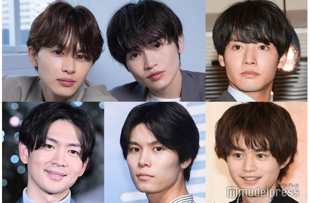 モデルプレス読者が選ぶ“23年夏ドラマ版・胸キュン男子”トップ10にランクインした（左上から時計回りに）草川拓弥、西垣匠、赤楚衛二、鈴鹿央士、萩原利久、松下洸平（C）モデルプレス