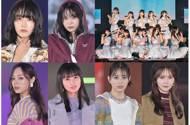 （左上より時計回りに）土生瑞穂、小林由依、乃木坂46、加藤史帆、小坂菜緒、遠藤さくら、梅澤美波（C）モデルプレス、乃木坂46のみ（C）Rakuten GirlsAward 2023 AUTUMN／WINTER