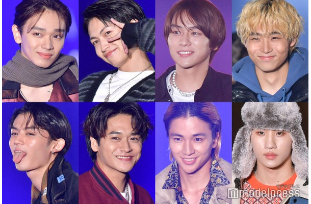 （左上から時計回りに）宮世琉弥、綱啓永、山下幸輝、八村倫太郎、松井利樹、木戸大聖、井上想良、藤原大祐（C）モデルプレス
