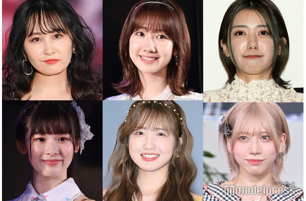 2023年にAKB48から卒業を発表したメンバー／（上段左から）山邊歩夢、柏木由紀、大西桃香（下段左から）浅井七海、本田仁美、茂木忍（C）モデルプレス