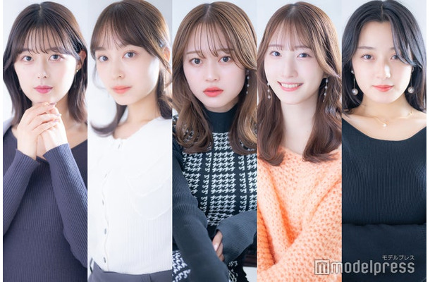 「ミス立教コンテスト2023」ファイナリスト（左から）後藤千乃さん、山本莉子さん、河邊仁紀さん、橋本華歩さん、押味桐ゑさん（C）モデルプレス