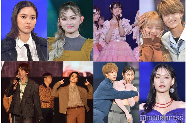（左上から時計回りに）新川優愛、ゆうちゃみ、＝LOVE、“やまあい”細川愛沙＆須藤大和カップル、なごみ、ばんばんざい、Da-iCE（C）モデルプレス