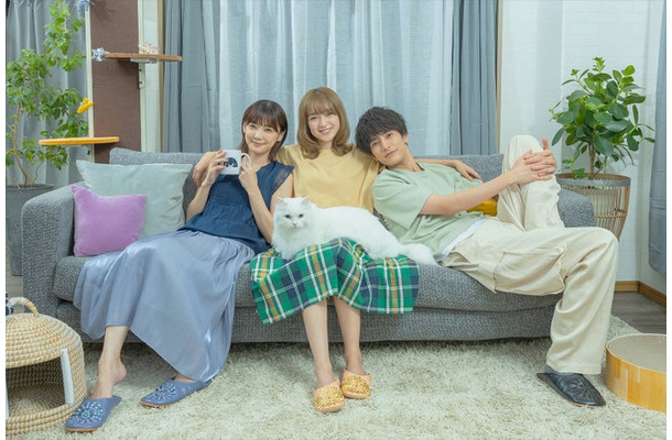 倉科カナ、安達祐実、渡邊圭祐（C）2024 映画「三日月とネコ」製作委員会 （C）ウオズミアミ／集英社