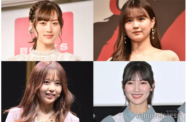 （左上から時計回りに）山下美月、中村麗乃、河田陽菜、佐藤璃果（C）モデルプレス