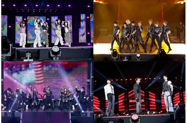 （左上から時計回りに）NewJeans、Stray Kids、SHINee、J.Y. Park＆GOLDEN GIRLS（提供写真）