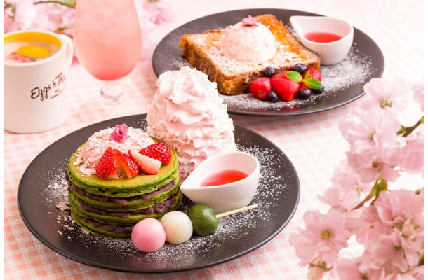 桜抹茶パンケーキ、桜フレンチトースト／提供画像