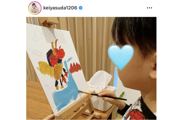 保田圭、息子とお絵描きタイム！完成した絵画にファン驚き「プロの方の絵かと」「上手すぎる…！！」