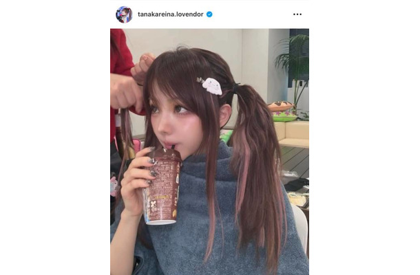 田中れいな、“絶妙に見られたくない”メイク中のレアSHOTに反響「肌綺麗」「何やっても可愛く見える」