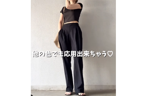 全身【ユニクロ】上下で4,490円なのにこの完成度！ブラック×とろみ素材が叶える大人の都会モノトーン【40代の毎日コーデ】