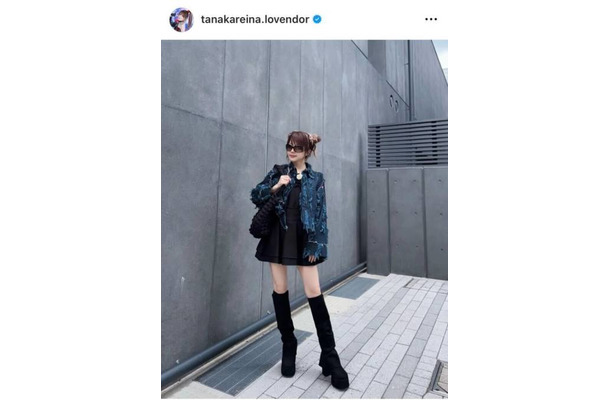 「2次元なスタイル」田中れいな、ほっそり美脚のミニスカSHOTに絶賛の声「スラリとした長い足」