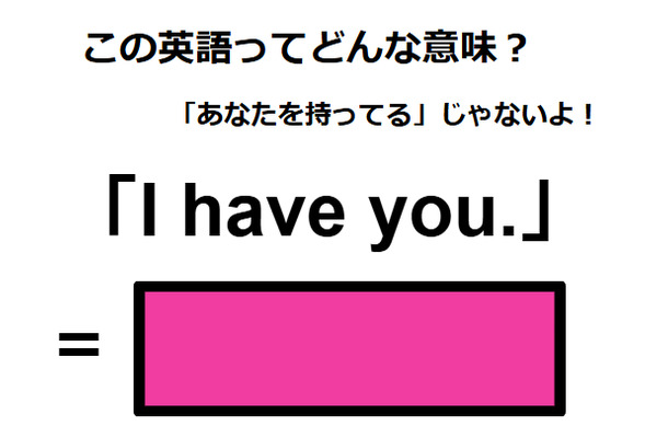 この英語ってどんな意味？「I have you. 」