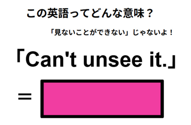 この英語ってどんな意味？「Can’t unsee it. 」