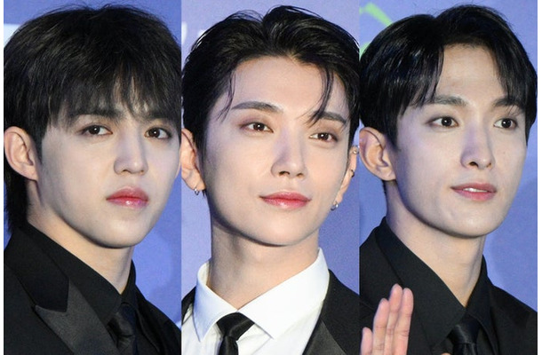（左から）S.COUPS（エスクプス）、JOSHUA（ジョシュア）、DK（ドギョム）（C）モデルプレス