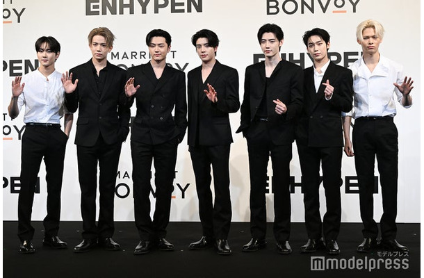 イベントに登壇したENHYPEN／JUNGWON（ジョンウォン）、HEESEUNG（ヒスン）、JAY（ジェイ）、JAKE（ジェイク）、SUNGHOON（ソンフン）、SUNOO（ソヌ）、NI-KI（ニキ）（C）モデルプレス