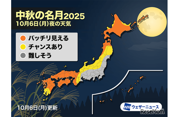 2025年10月6日（月）、今夜の天気は？