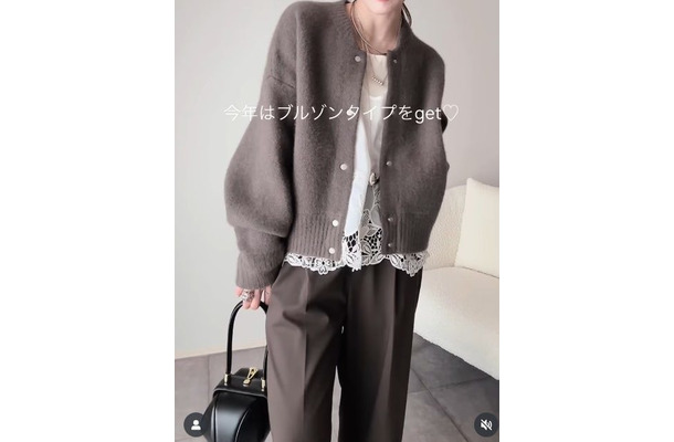 今期、注目したいブラウン系ワントーンスタイル。品格漂うブルゾン×レースならやわらかな印象に【40代の毎日コーデ】