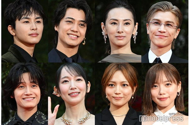 「第38回東京国際映画祭」レッドカーペットに登場した（上段左上から時計回り）草川拓弥、高橋海人、北川景子、岩田剛典、齊藤京子、川口春奈、吉岡里帆、佐野晶哉（C）モデルプレス
