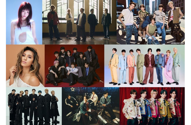 （上段左から）アイナ・ジ・エンド、Aqua Timez、CORTIS（中段左から）シェネル、Snow Man、timelesz（下段左から）BE:FIRST、マカロニえんぴつ、M!LK（提供写真）